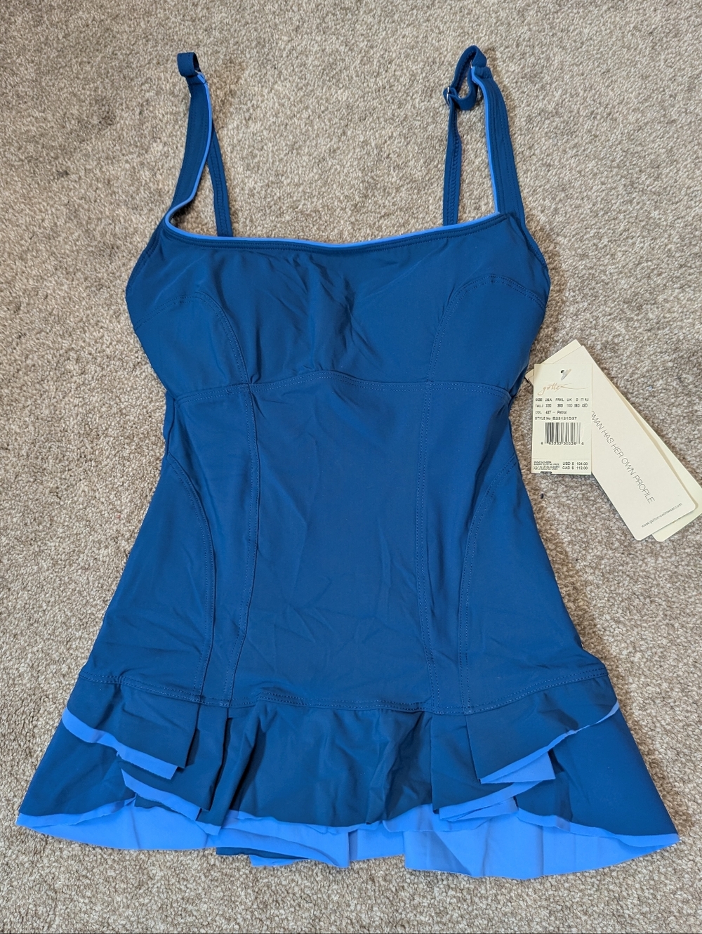 Profile by Gottex Blue Underwire Tankini Swimsuit TOP NWT Size 32 D-Cup 32D BRA